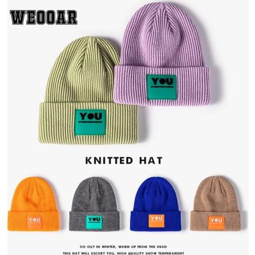 WEOOAR 2021 Winter Hat for Women Simle Beanie Brimless Cap Female Knitted Skullies Beanies Warm Soft Hip Hop Hat Bonnet MZ202