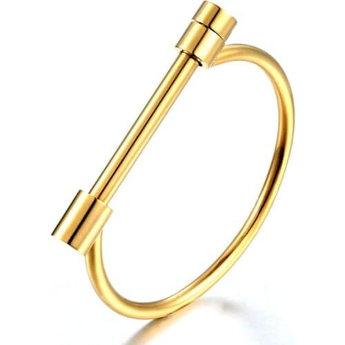 Fashion Brand Jewelry Love Screw Cuff Bracelet For Women Gold Color Stainless Steel Bracelets & Bangles Wholesale B017