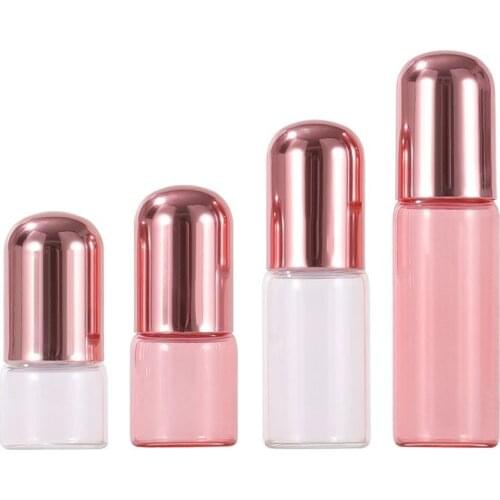 1ml 2ml 3ml 5ml Glass Roll On Bottle Rose Gold Perfume Roller Bottle Metal Ball Roll On Bottles For Essential Oils Bullet Lid