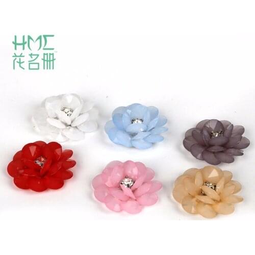 1pcs Fashion 3.2cm 5cm Handmade Acrylic Flowers DIY Craft Sewing Accessories plastic Flower Sew on Clothing Decoration Making