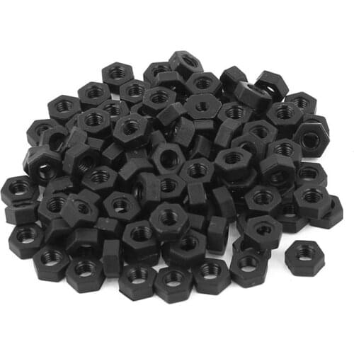 100 pcs M3 thread insert lock fixing screw nylon nuts hexagonal black