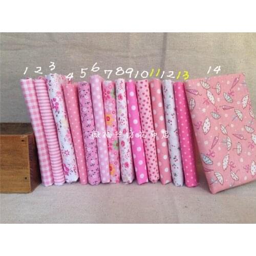 14Pcs Plain Pink Printed 100% Cotton Fabric Sets,Textile Fabric for Baby Sewing,Patchwork,Tissue,Cloth,Doll Cloth 50x50cm