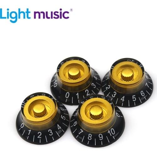 5sets of 20pcs LP Electric Guitar Volume Tone Knob Top Round Guitar Speed Control Knob Plastic Guitar Accessories Gold Black