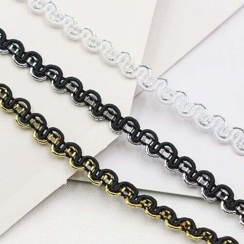 5 yards 6mm double color gold wavy floret edge dress decoration DIY curtain lace accessories handmade crafts sewing accessories