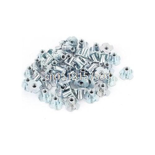 50Pcs 4 Prongs Zinc Plated T-Nut Tee Nut Fixing M4 x 10mm