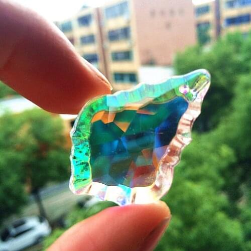 800PCS/LOT 38mm AB Color crystal suncatcher prism pendants french maple leaf for Chandelier parts decoration free shipping