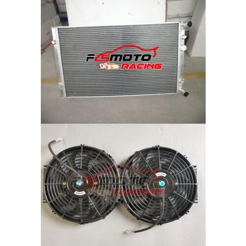 Aluminum Radiator + Fan for VW GOLF GTI/BORA MK4 IV,AUDI A3/TT,SEAT LEON/TOLEDO,1.8T