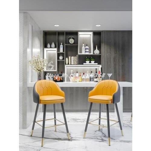 Bar Chair Modern Simple Light Luxury Household High Stool Island Bar Front Desk Iron Back Chair