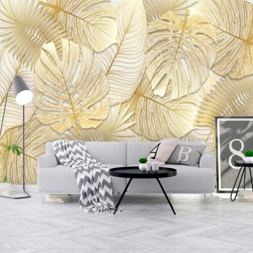 Beibehang custom Nordic rich elegant tropical rain golden banana leaf wall papers home decor pastoral 3d wallpaper tv background