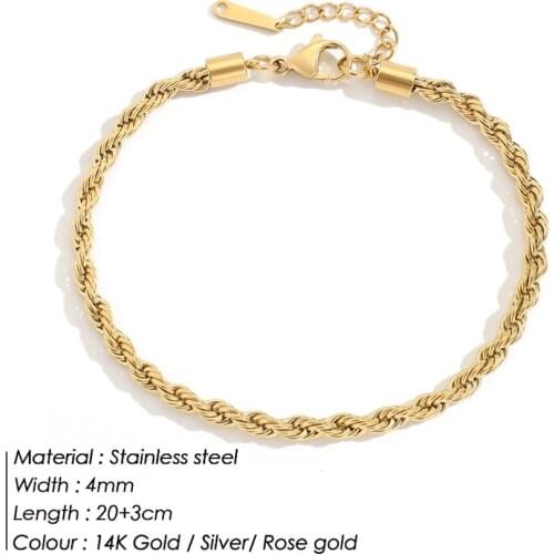 Rope Link Anklets Stainless Steel for Women/Men Foot Accessorie Summer Beach Barefoot Sandals Bracelet ankle gifts