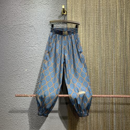 Korobov 2021 New Women High Waist Pants Korean Streetwear Hit Color Vintage Print Trousers Streetwear Fashion Bloomers Pants