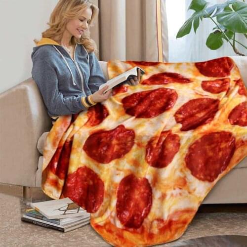 Kids Photography Blanket Simulating Pancake Blanket High Quality Flannel Pizza Blanket Round Design Donut Hamburger Travel Quilt