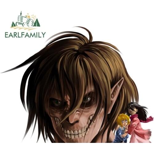 EARLFAMILY 13cm x 9.8cm for Attack on Titan Peeking Car Stickers Bumper Waterproof Vinyl Window Body for Car Decal Decoration