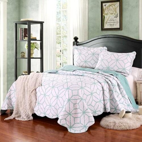 Quality Bedspread Quilt Set 3PCS Print Quilted Bedding Wash Cotton Quilts Aircondition Bed Cover King Queen Size Coverlets