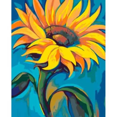 Painting By Numbers DIY Dropshipping 40x50 50x65cm Lonely Sunflower Flower Handmade Oil For Living Room Wall Decor Painting