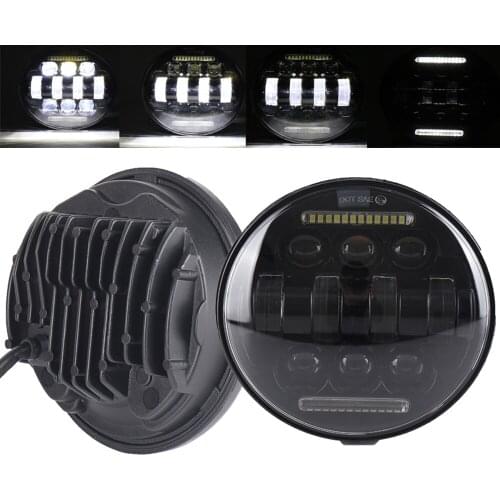 Dot E9 5-3/4" Round LED Projection Headlight for Harley Black 5.75" Motorcycle Headlight for Motorbike Sportster V-Rod FLSTSE