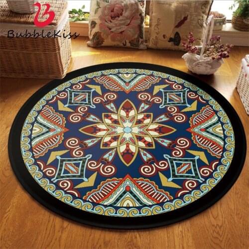 Round Carpets for Living Room Vintage Mandala Ethnic Style Pattern Round Carpet Rugs for Children Rooms Area Rug for Bedroom