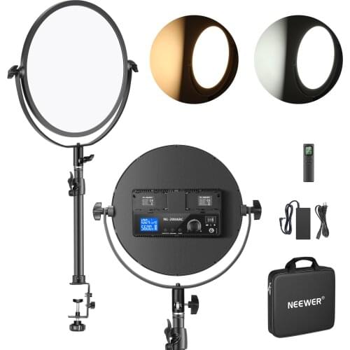 Neewer Desk Mount Round LED Video Light, 30W 10.6" Ultra-Slim Soft Light Panel with 2.4G Remote Control for YouTube/Live Stream