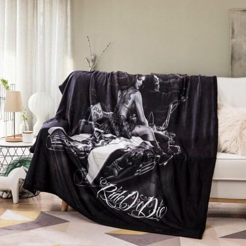 Bed Linen 56 Double Layer Thick 3d Skull Blanket Flag Pattern Sherpa Plush Throw Blanket For Beds Soft Siesta