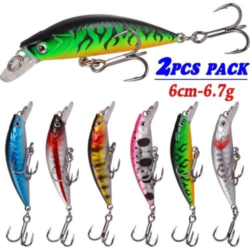 2PCS Minnow Hard Fishing Lures Artificial Fish Lures Wobbler Fish Bait Sinking Fishing Lures Tackle 6.7g-6cm