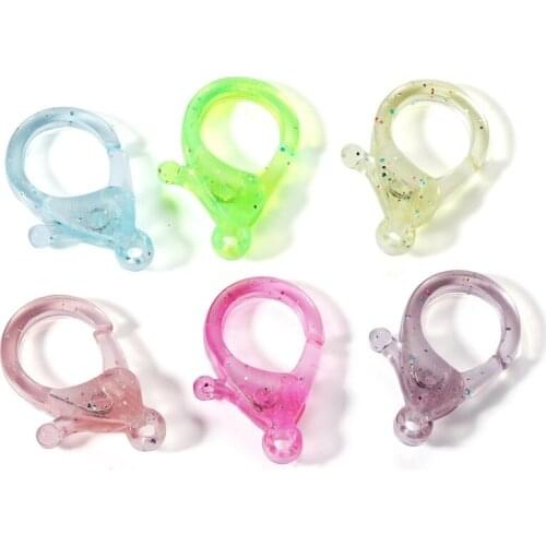 30Pcs/Lot Transparent Plastic Lobster Clasp Hooks Clips Connectors For DIY Necklace Fashion Jewelry Making Accessories