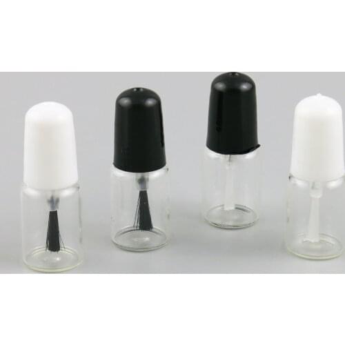 50 x 3ml Empty Nail polish Bottle Transparent Clear Glass Packing Bottle with Black white Brush Cap Cosmetic Container Bottle