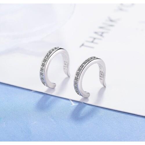 925 Sterling Silver Tasteful Micro Pave Zircon Clip on Earring Fashion Ear Cuff Jewelry For Women Girl Party No Hole S-E859