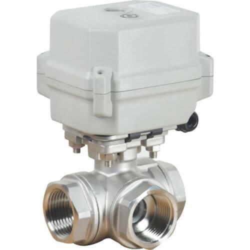 3-Way 1'' DN25 Motorized Stainless Steel Ball Valve 110-230VAC Electric Control Valve 15Nm Torque With Manual Override