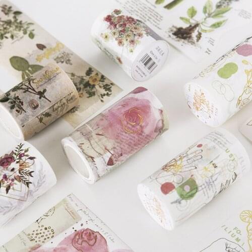 Wide Flower Plant Leaf Washi Tapes DIY Scrapbooking Journal Planbook Diary Decoration Cards Making Material Hobby Craft