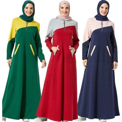 Hooded Tracksuit Long Dress Women Muslim Islamic Clothing Middle East Jogging Maxi Dresses Sports Walk Wear Side Pockets Kaftan
