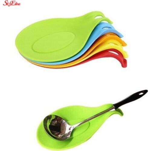 Heat Resistant Silicone Spoon Insulation Mat Placemat Tray Spoon Pad Drink Glass Coaster Kitchen Tool 5Z-CF419