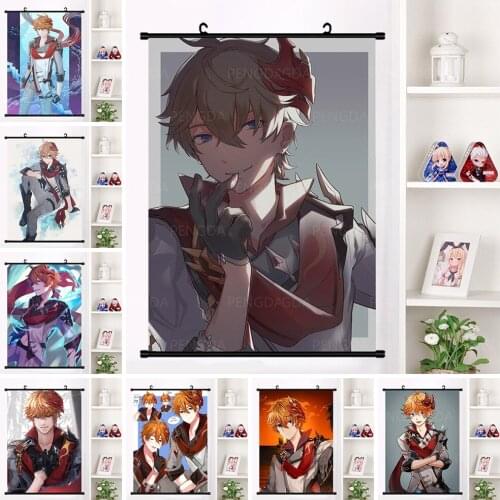 Hanging Plastic Scrolls Poster Anime Game Characters Canvas Painting Cartoon Plastic Home Bedroom Picture Prints Decor Wall Art