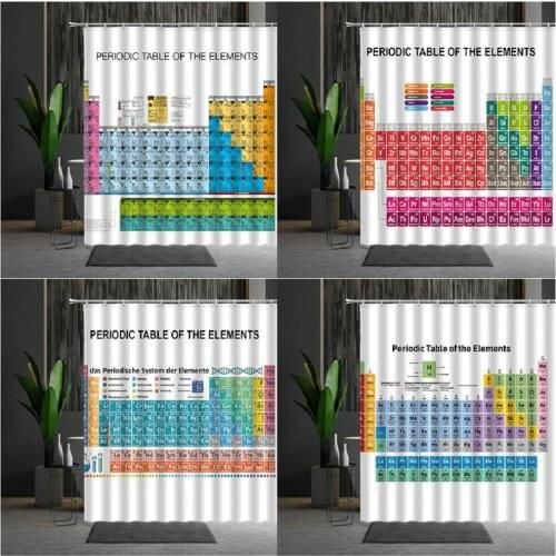 Bath Curtain Chemistry Formula Periodic Table Pattern Shower Curtains Set Mildew Proof Bathroom Partition Multiple Size