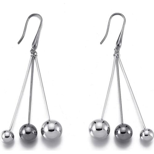 New Fashion Three Copper Balls Long Drop Earrings Silver Color For Women Wedding Jewelry Gift Party