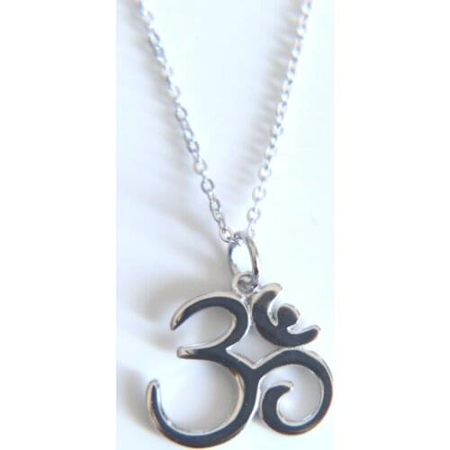 High quality white gold colors rhodium 925 Sterling Silver Yoga Ohm Pendant Necklace for Women 18