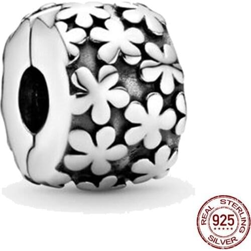 New 925 Sterling Silver Flower Pattern Clip Charm Fit Original Pandora Charm Bracelets Necklace For Women DIY Jewelry