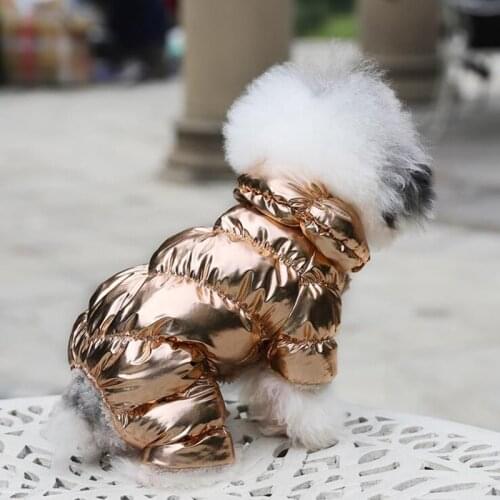 Winter Dog Cat Cotton Jumpsuit Coat Warm Pet Four-legged Hoodie Jacket Clothes Silver Gold Puppy Kitten Thicken Costumes XS-XXL