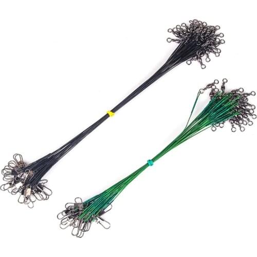 10pcs/lot Anti-bite Fishing Wire Line Leash Lure Fishhook Line Trace Wire Leader Braided Wire Swivel Stainless Steel Rolling