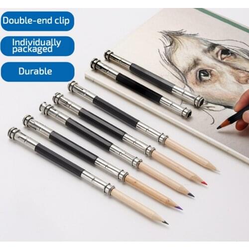 10 pcs Metal Pencil Extender Stainless Steel Pencil Lengthener Double-Headed Pencil Entender Pencil Sleeve stationery articles