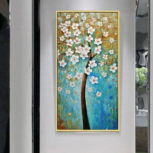 100% Hand painted oil painting Home decoration high quality canvas knife painting flower pictures art DM190189