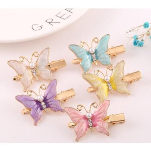 2pcs Fashion wild butterfly bee shape BB clip word hairpin Barrettes Women children girl handmade headdress diy accessories