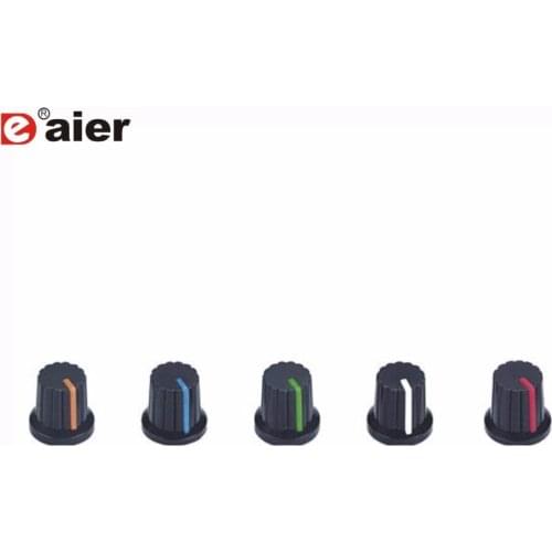 20PCS 15X15MM Size Plastic Konb 6mm Shaft Hole Dia Threaded knurled For Rotary Taper Potentiometer Audio Knobs