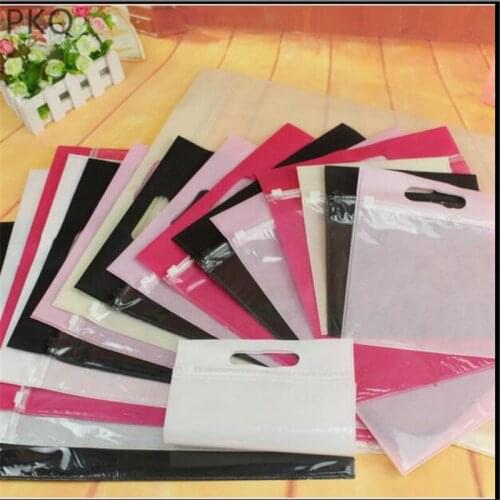 30pcs Transparent/Non-woven fabric Bag Plastic Storage Bag with handle Clothes/Socks/T-shirts Packaging Bag Small Ziplock Bags