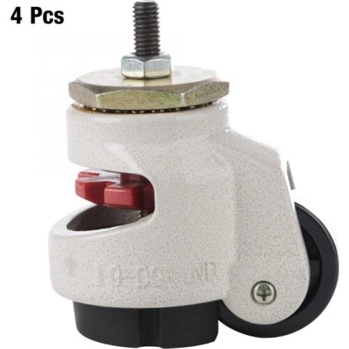 4pcs 100kg Heavy Duty Level Adjustment Caster 8*6*7.5cm Threaded Stem Industrial Roller Wheel 360 Degree Swivel Movable Caster