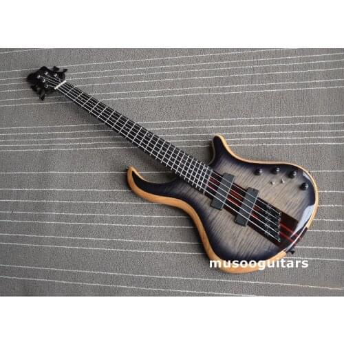 5string electric bass with fanned fret and thru neck