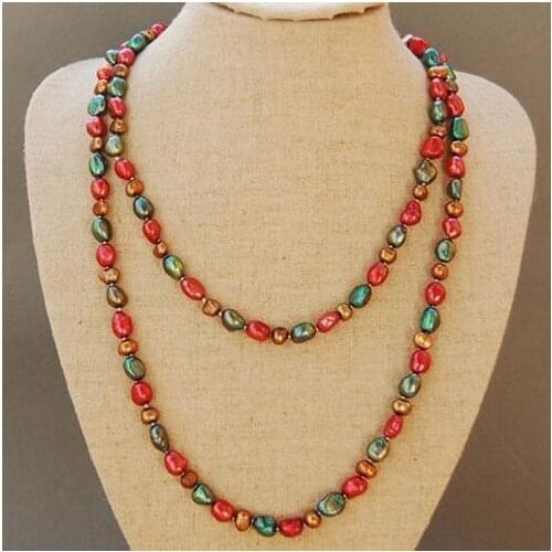 AA 6-9mm Potato Baroque Freshwater Pearl Necklace,Perfect Women Chirstmas Gift Pearl Jewellery,New Free Shipping