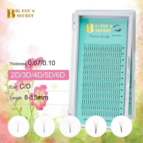Big eyes secret 12rows lashes 3d/4d/5d/6d long stem pre made fans russian volume lash pre made fans Eyelash Extensions