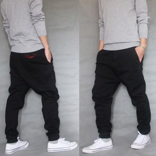 Casual Pants Men Mens Elastic Casual Harem Pants Bundle Hip Pants 2019 New Mens Black Pants More Sizes S-3XL