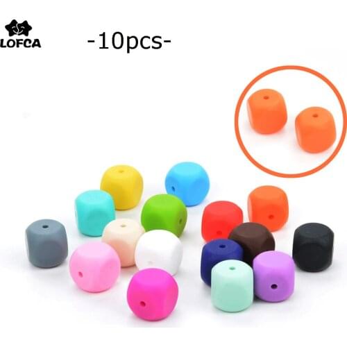 LOFCA 10pcs Silicone Beads Dice shape Baby Teething Beads Food Grade Silicone Beads Pacifier Clip DIY For Teething Necklace