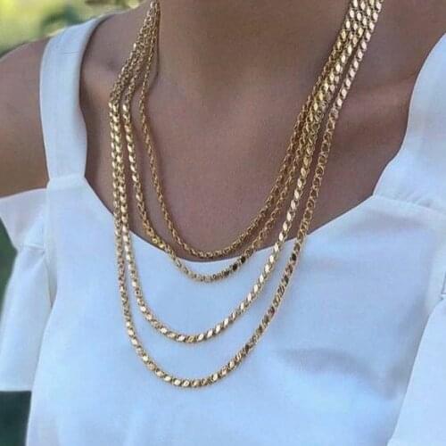 65 cm Barley Chain Sequin Peanut Chain Silver Trend Necklace